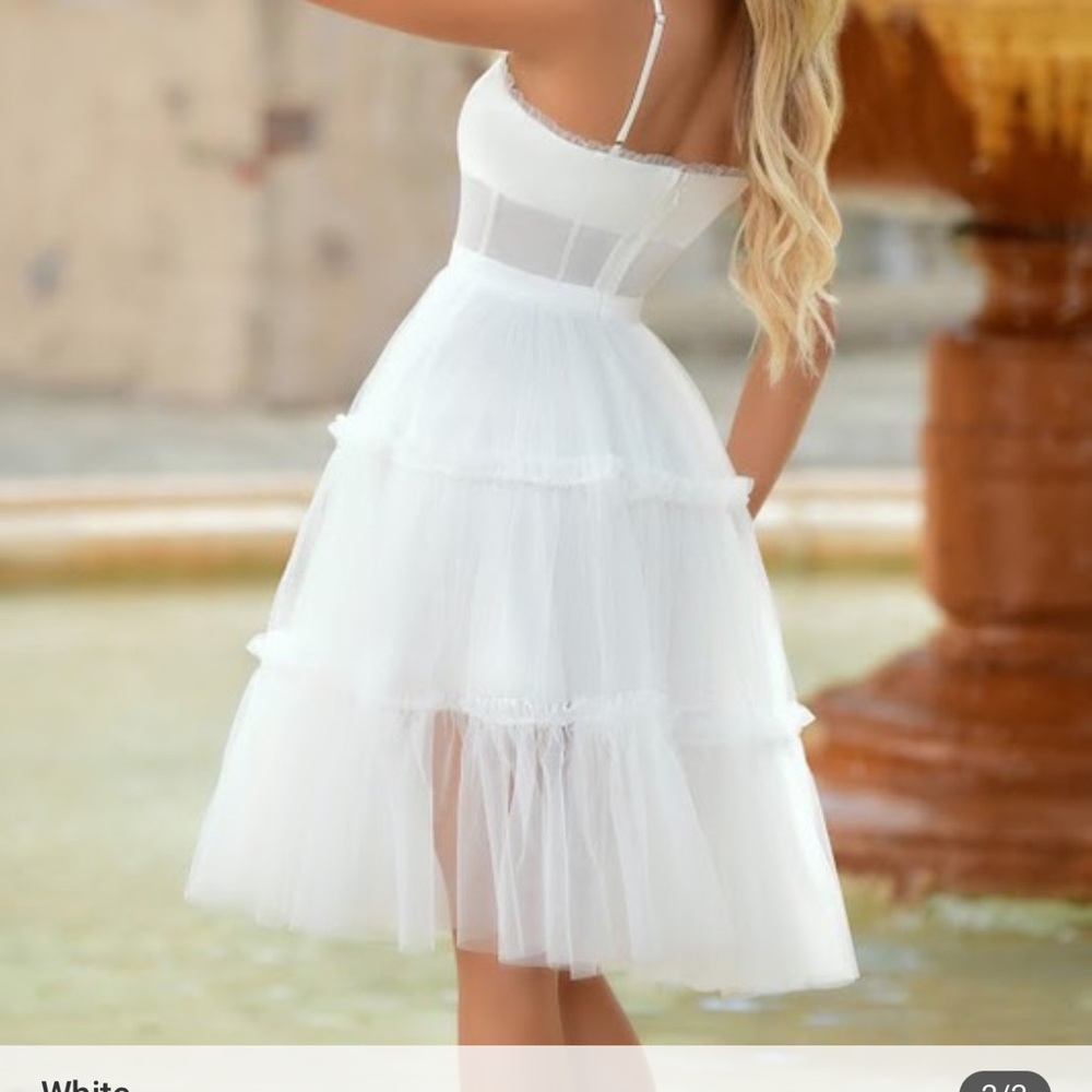 White tulle midi dress